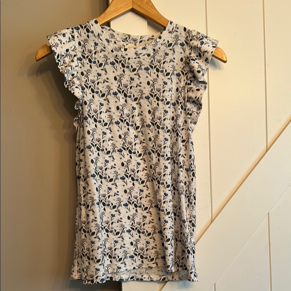 Nation LTD Black and White Ruffled Fitted Blouse